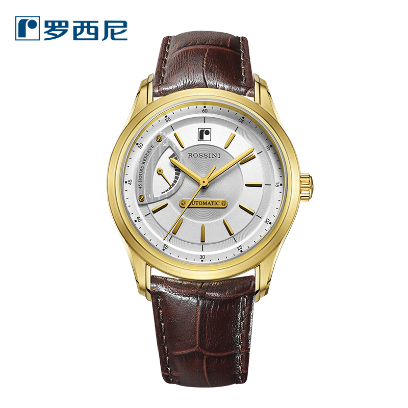 罗西尼(ROSSINI) 公务 男表自动机械表商务 钢带 皮表带情侣手表5615（一口价）