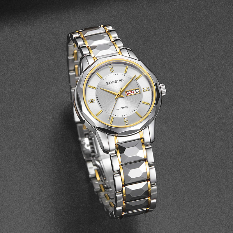 罗西尼(ROSSINI)手表启迪系列钨钢上套商务机械情侣表6889&6890