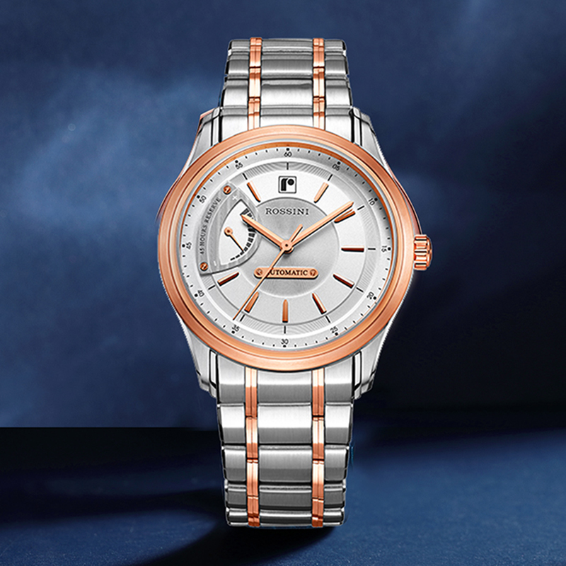 罗西尼(ROSSINI) 公务 男表自动机械表商务 钢带 皮表带情侣手表5615（一口价）