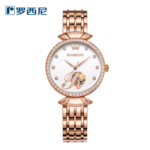 罗西尼(ROSSINI)手表韵系列钢带时尚女士机械腕表5842