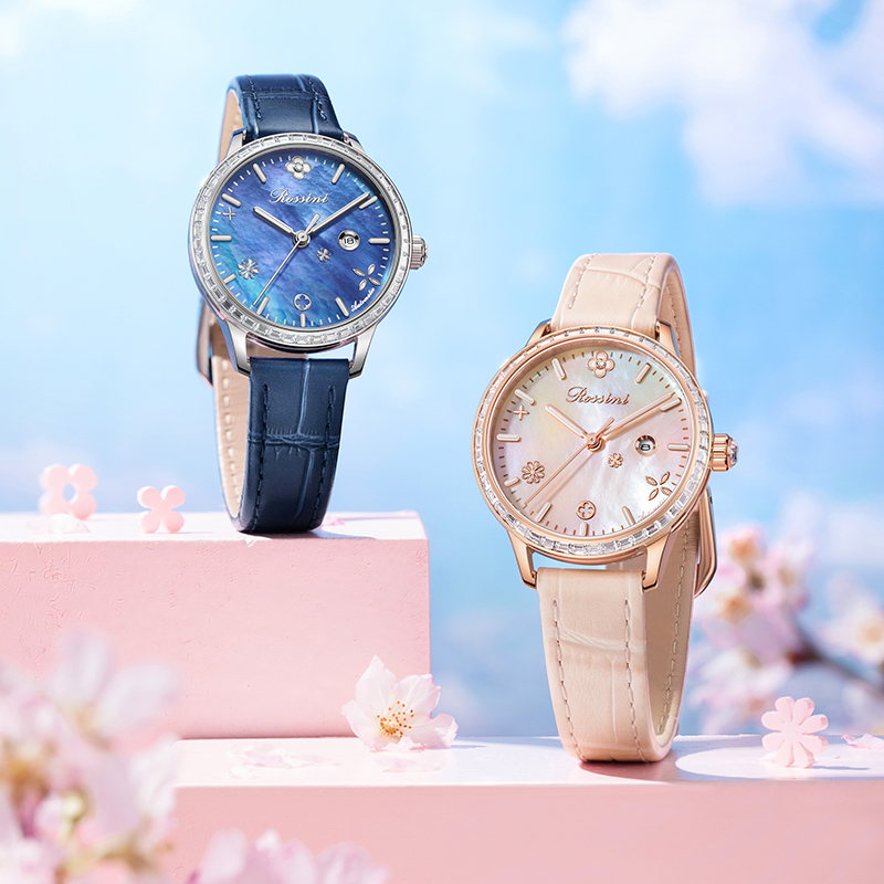 罗西尼(ROSSINI)典美系列不锈钢表壳牛皮表带机械女表50132