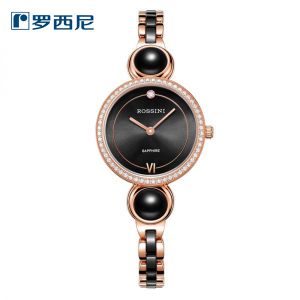 罗西尼(ROSSINI)手表典美系列皮带陶瓷表带时尚女士石英腕表518830（一口价）