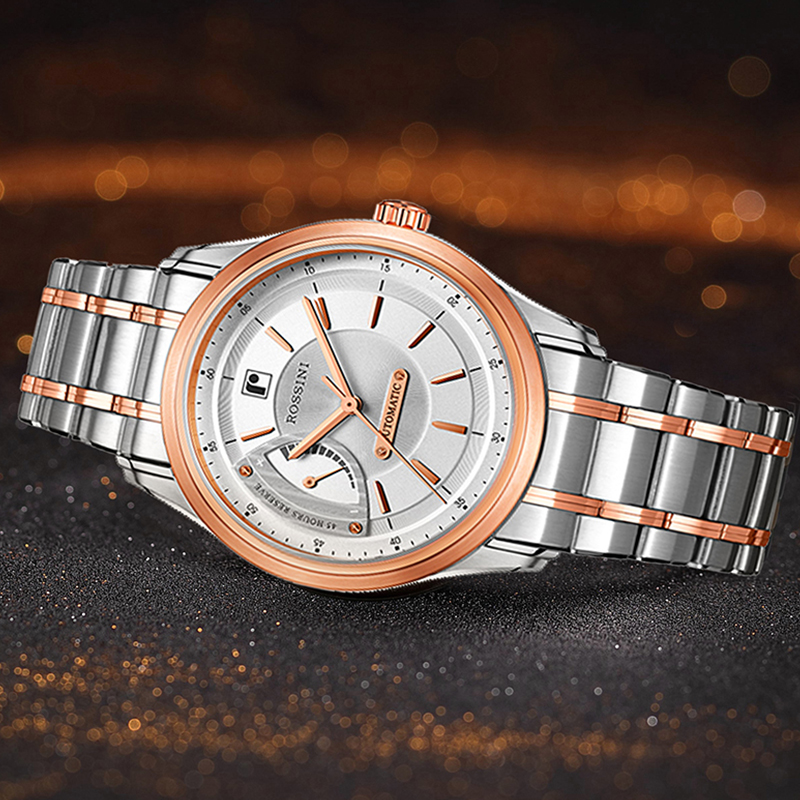 罗西尼(ROSSINI) 公务 男表自动机械表商务 钢带 皮表带情侣手表5615（一口价）