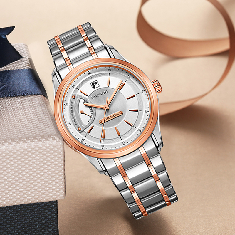 罗西尼(ROSSINI) 公务 男表自动机械表商务 钢带 皮表带情侣手表5615（一口价）