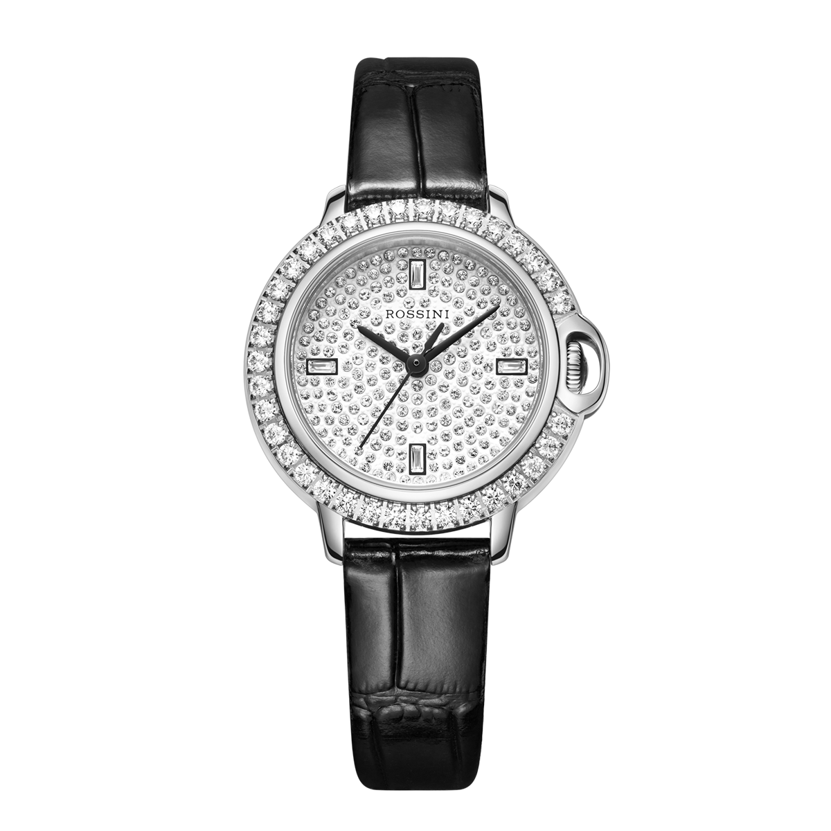 罗西尼(ROSSINI)手表不锈钢表壳牛皮表带石英女表5220112（特价表）