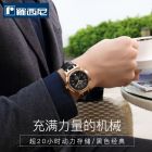 D罗西尼(ROSSINI)手表 传承系列 皮带 商务男士透底机械腕表 9565G04C（一口价）