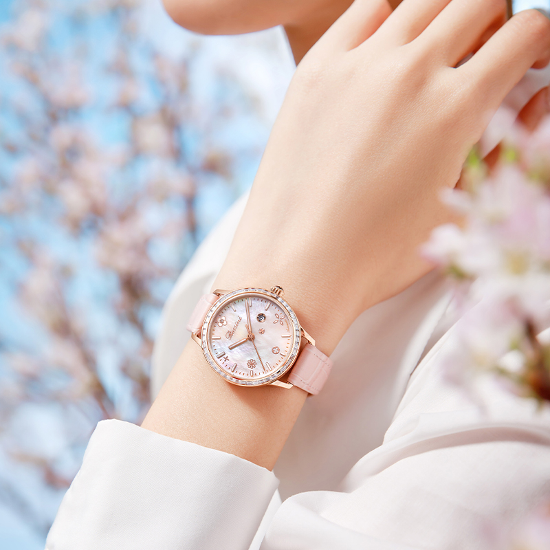 罗西尼(ROSSINI)典美系列不锈钢表壳牛皮表带机械女表50132